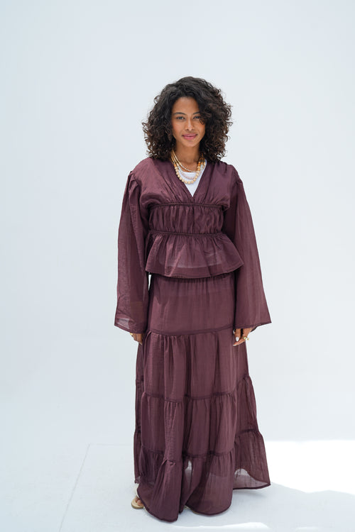 Burgundy Flowy Set