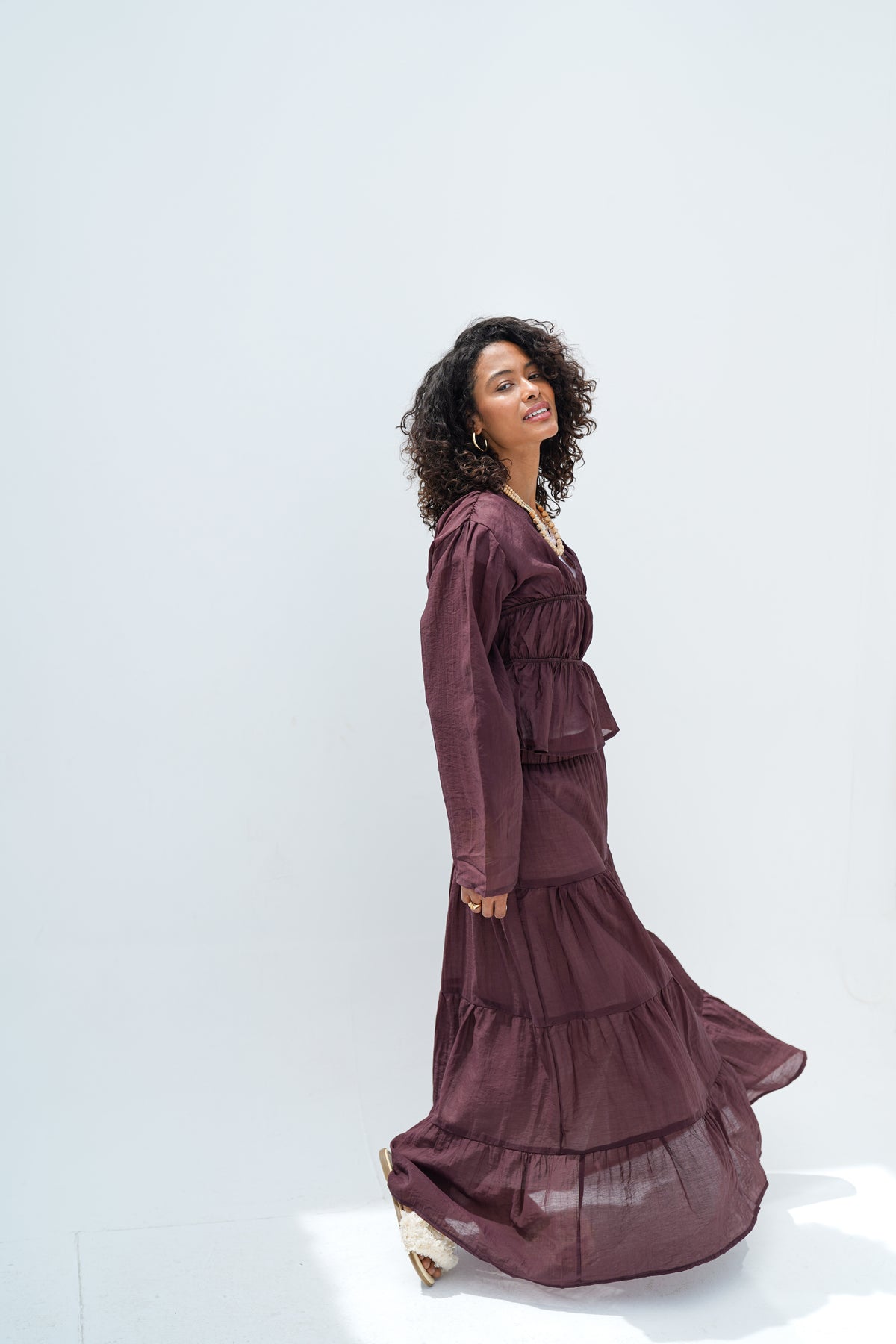 Burgundy Flowy Set