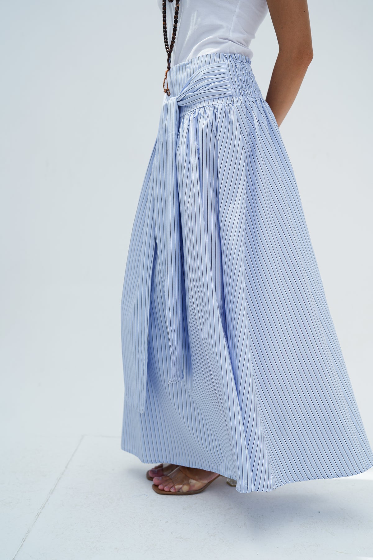 Baby Blue Stripes Wrap Skirt