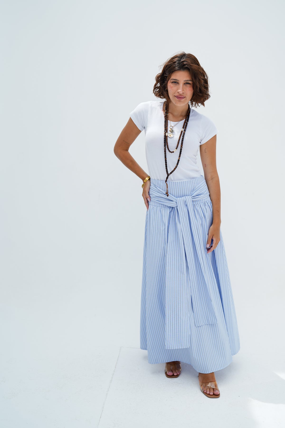 Baby Blue Stripes Wrap Skirt