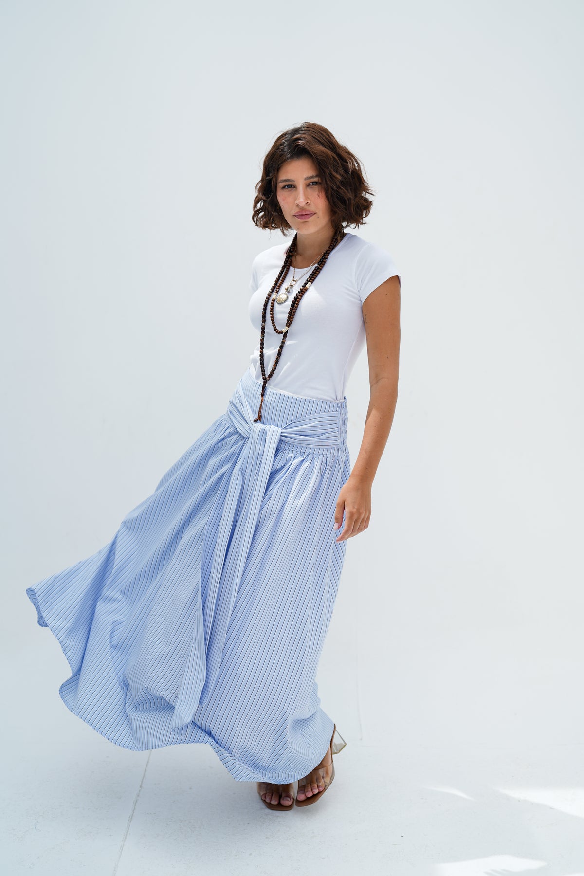 Baby Blue Stripes Wrap Skirt