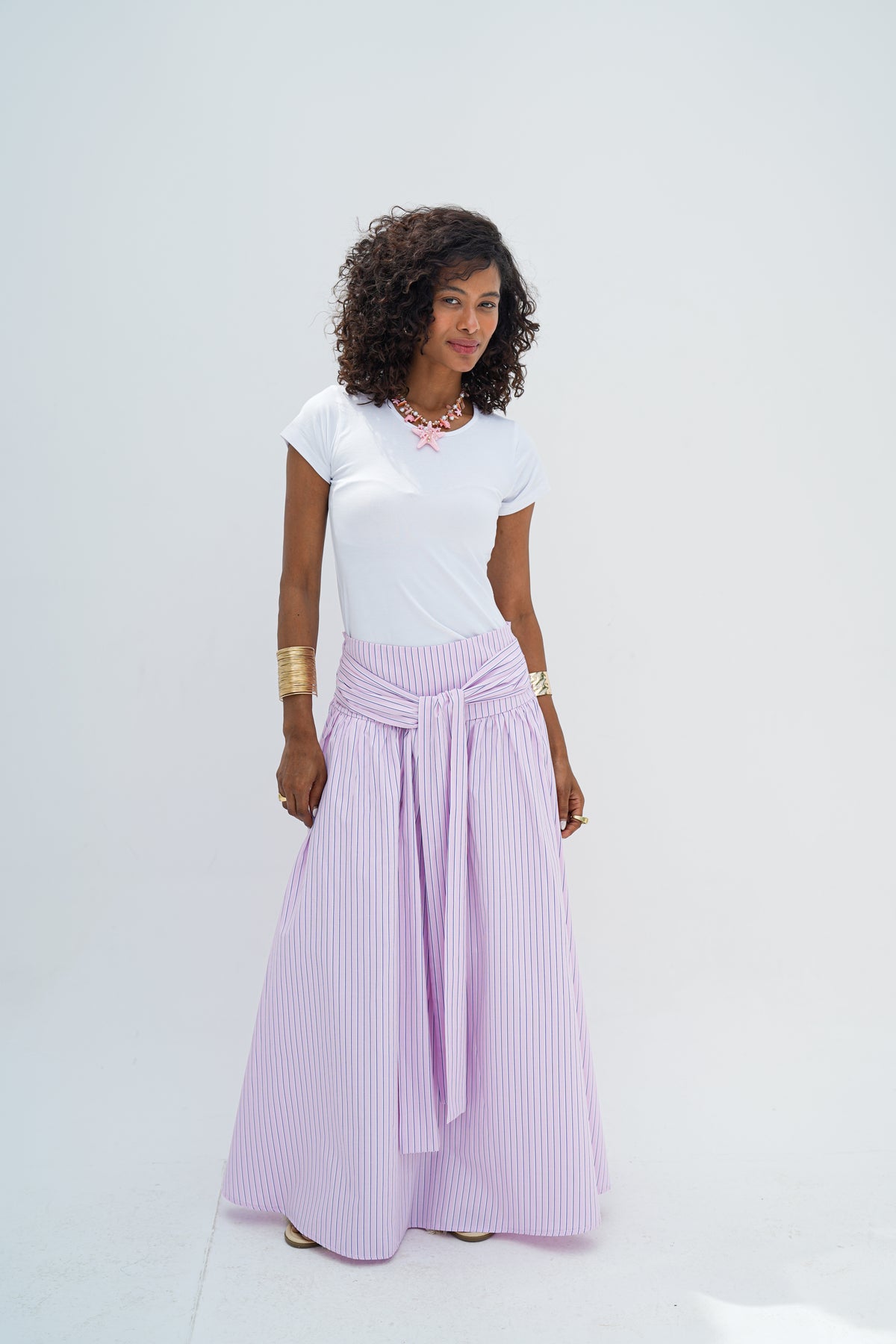 Pink Stripes Wrap Skirt