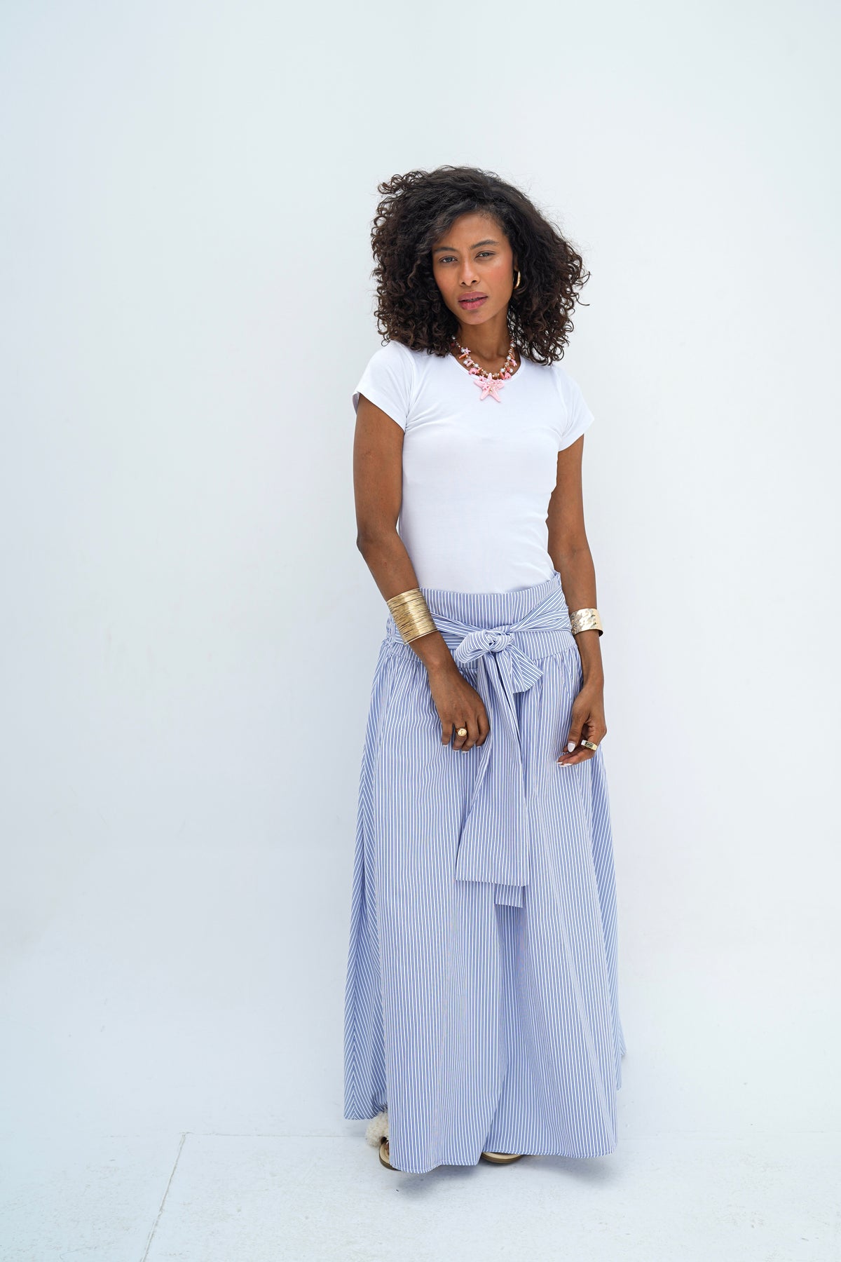 Blue Stripes Wrap Skirt