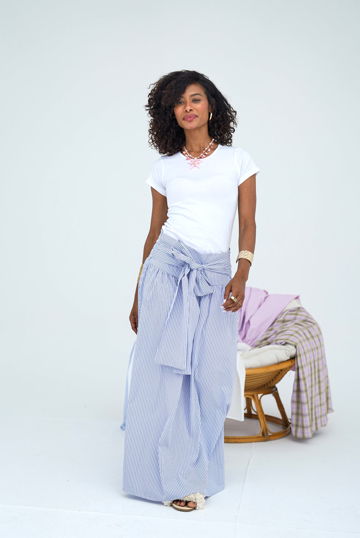 Blue Stripes Wrap Skirt