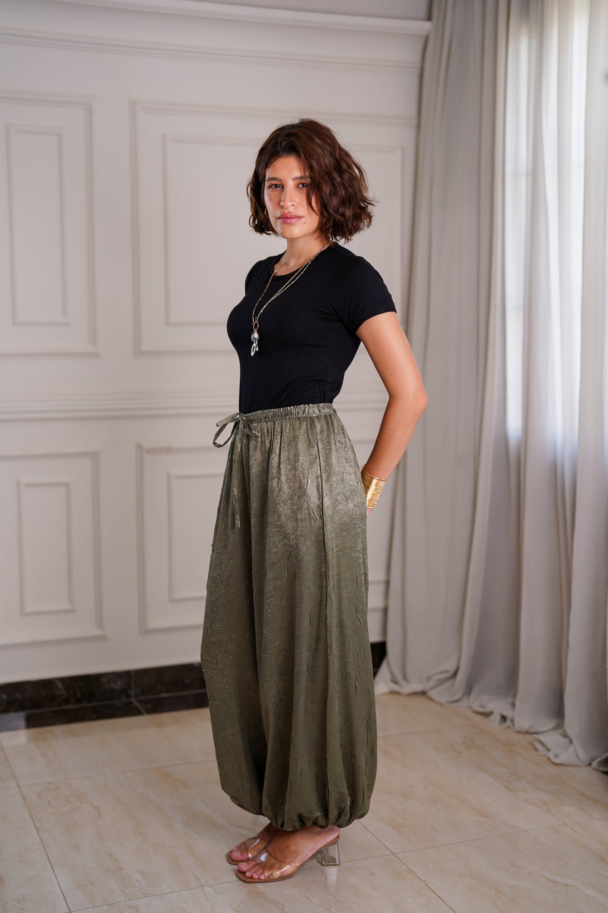 Olive Balloon Pants