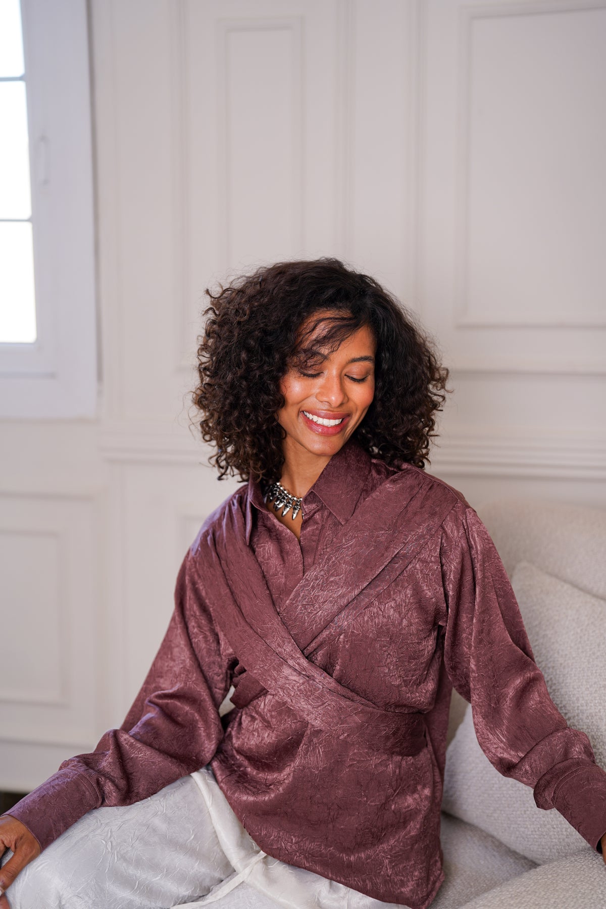 Maroon Scarf Blouse
