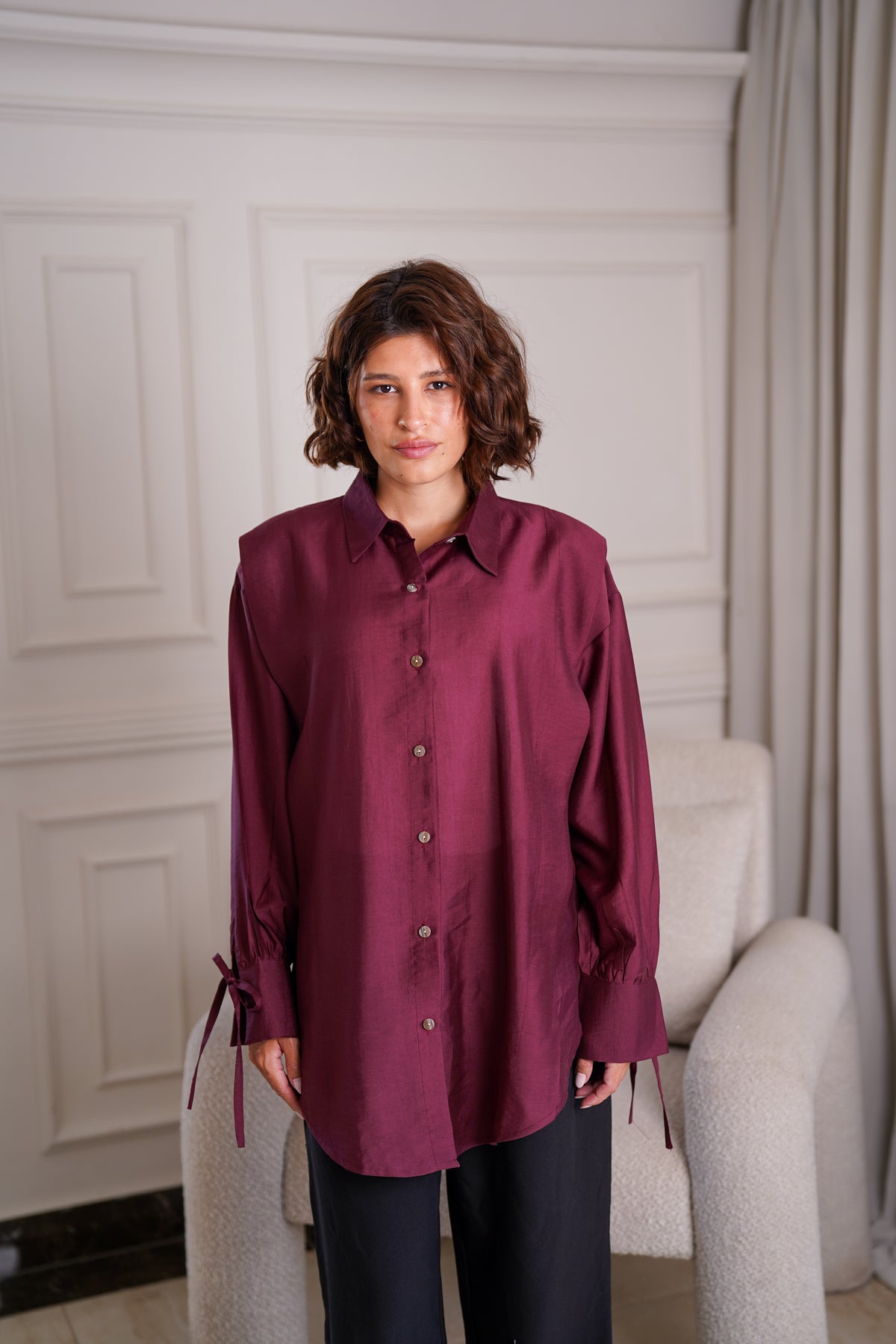 Burgundy Linen Shirt