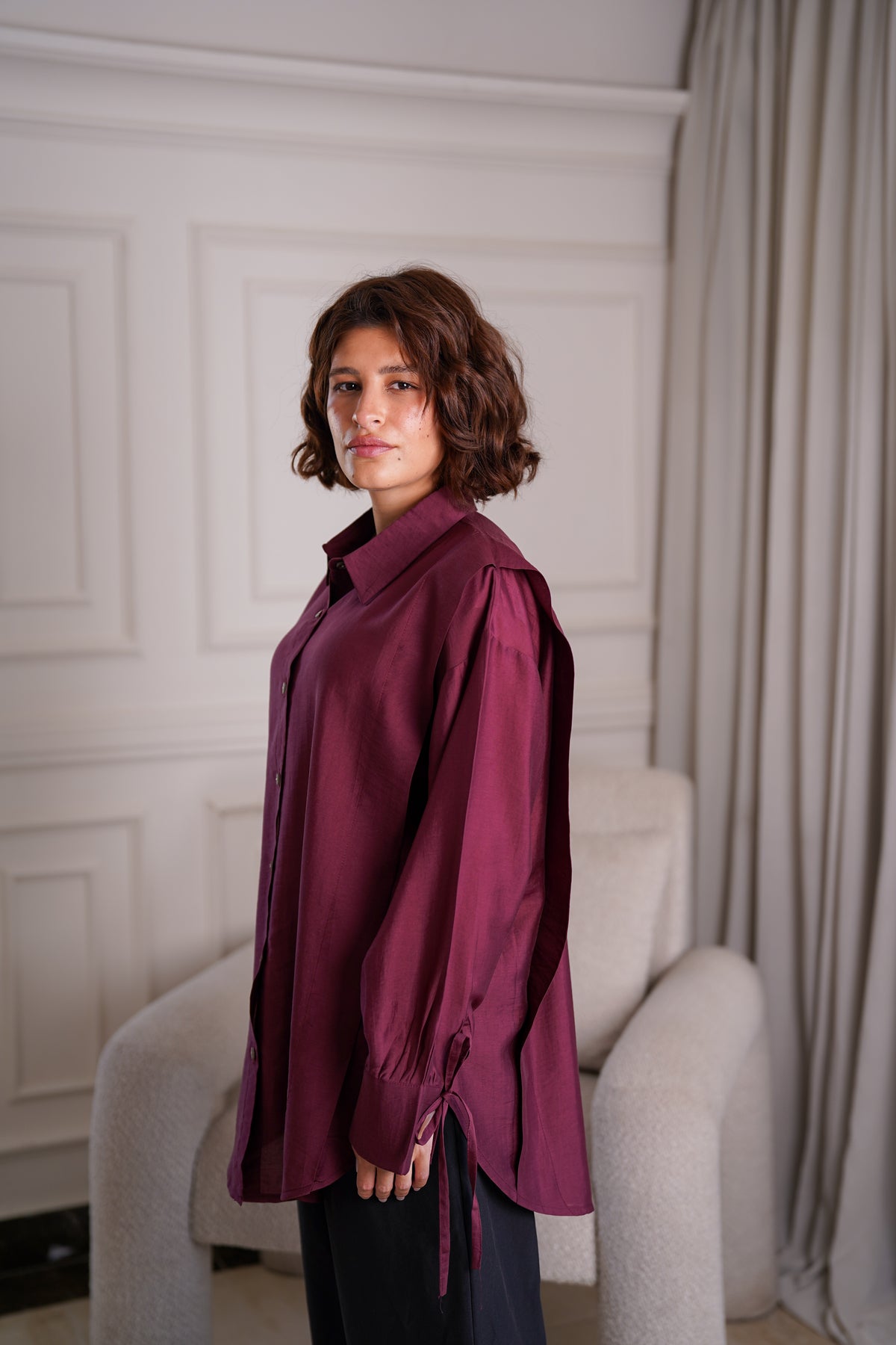 Burgundy Linen Shirt