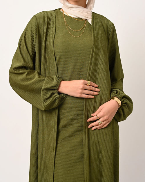 Olive Opal Oasis 2-Pieces Abaya Dress Set