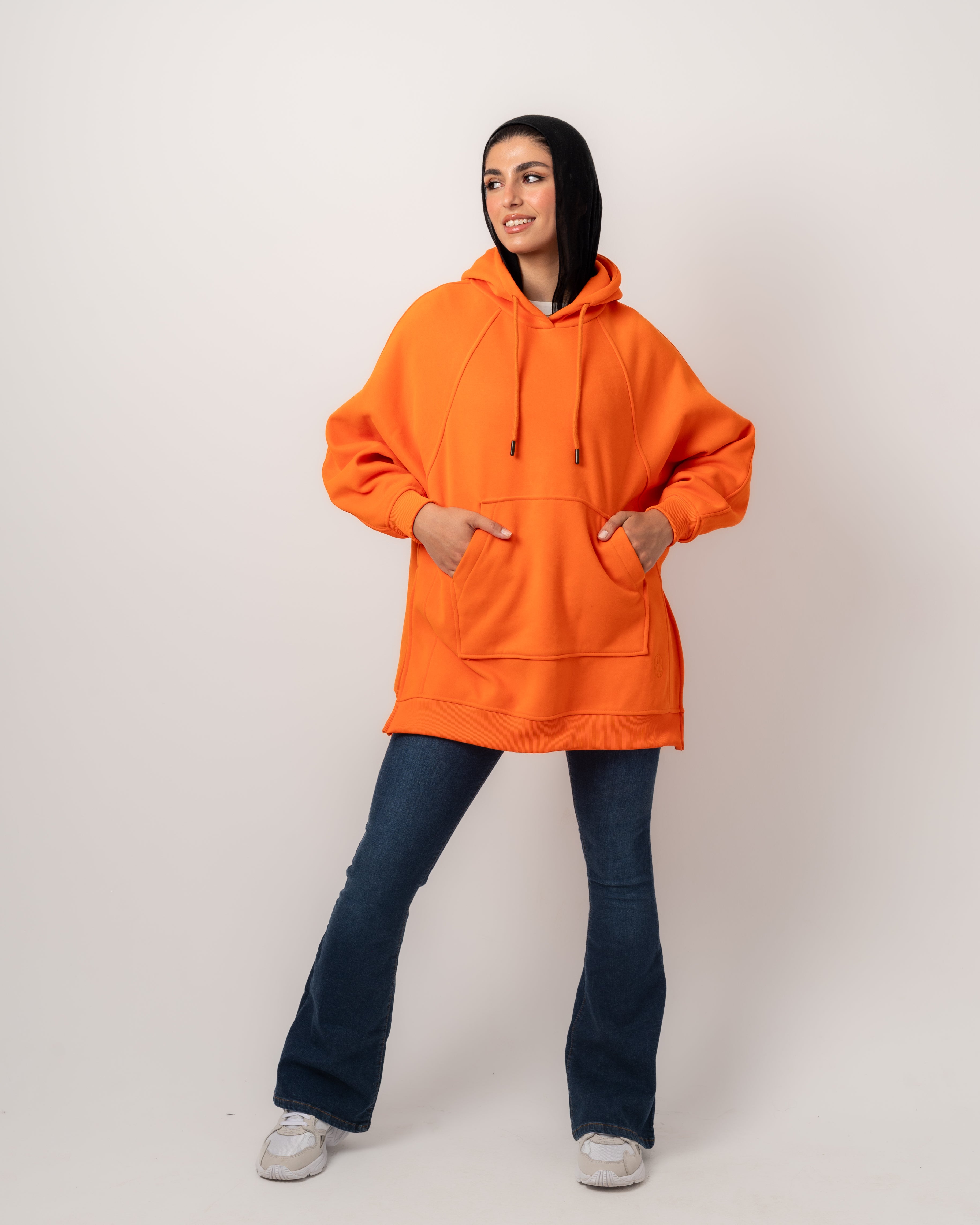 Orange oversized hoodie best sale