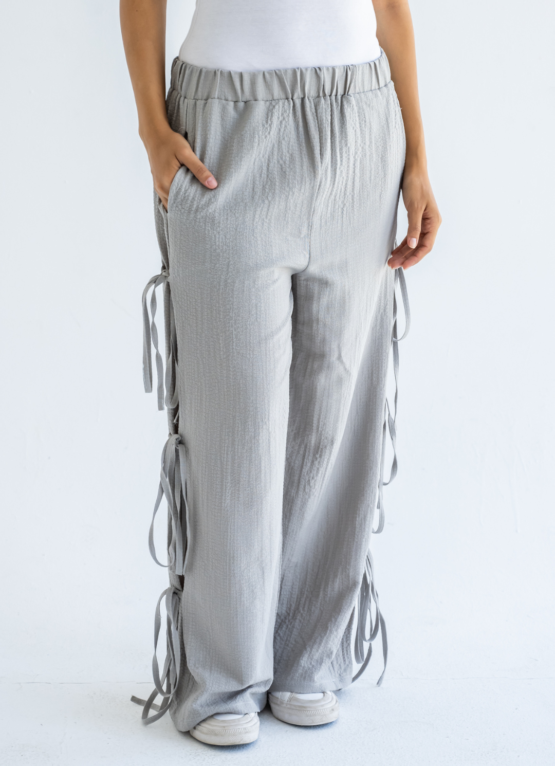 Grey Bow Tie Pants