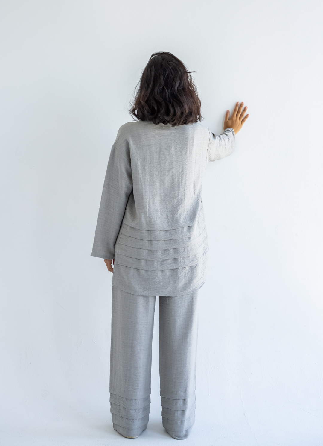 Grey Waves Linen Pants