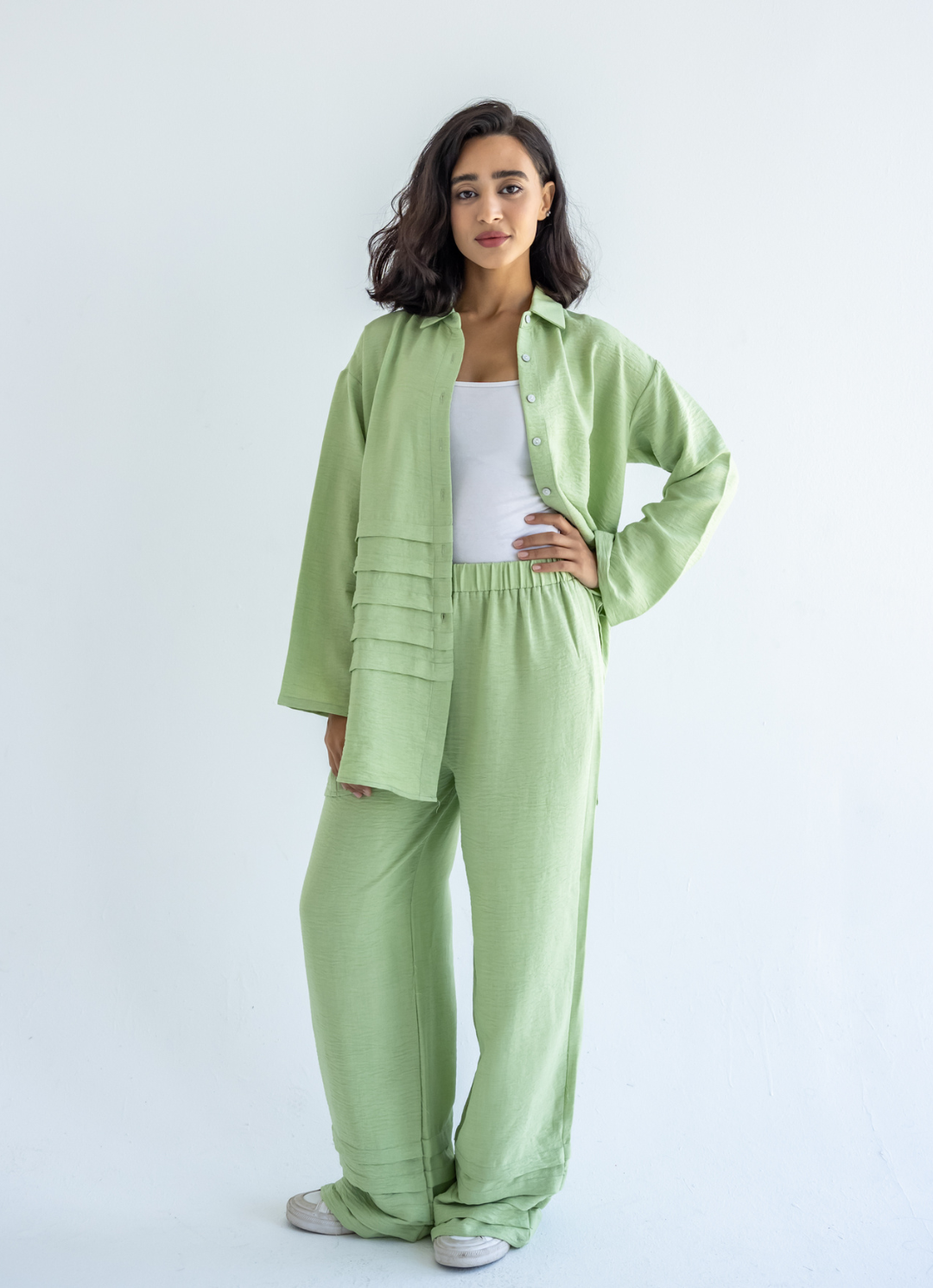 Mint Waves Linen Shirt