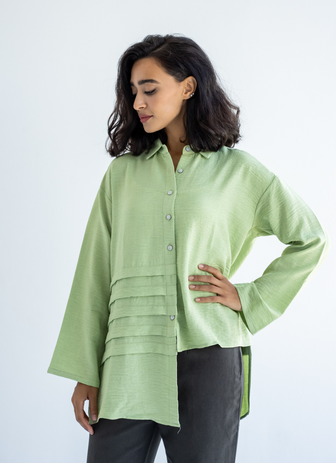 Mint Waves Linen Shirt