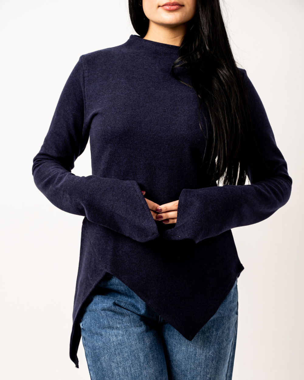 Navy Blue Basic Cashmere Top