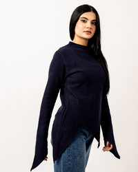 Navy Blue Basic Cashmere Top