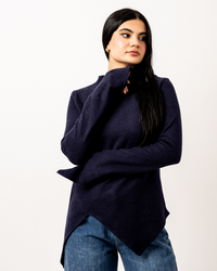 Navy Blue Basic Cashmere Top