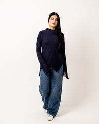 Navy Blue Basic Cashmere Top