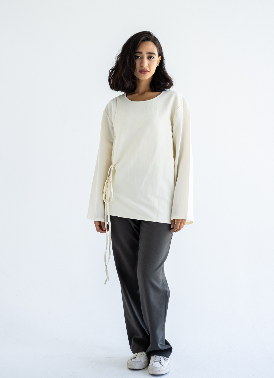 Off White Bow Tie Blouse