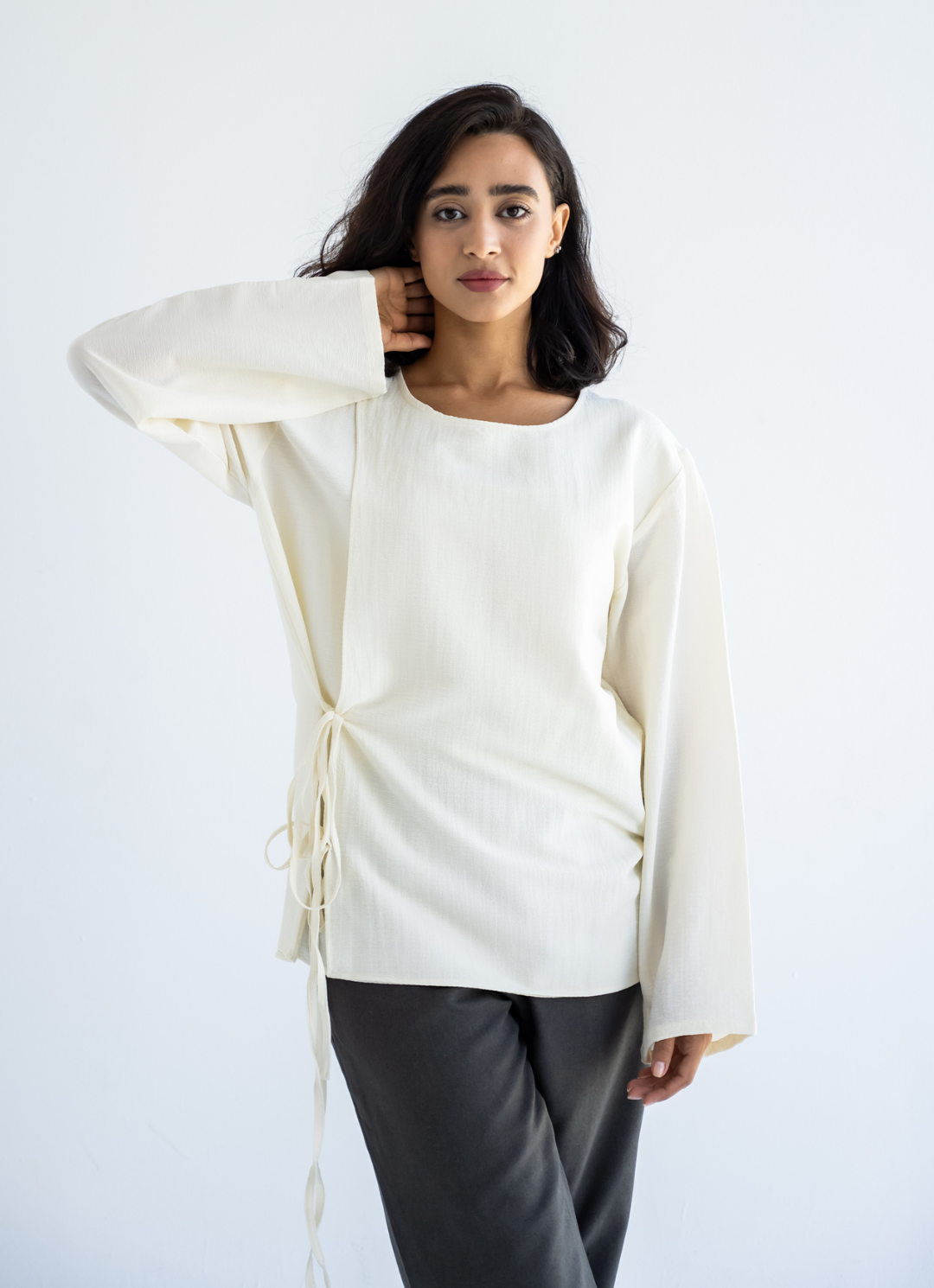 Off White Bow Tie Blouse