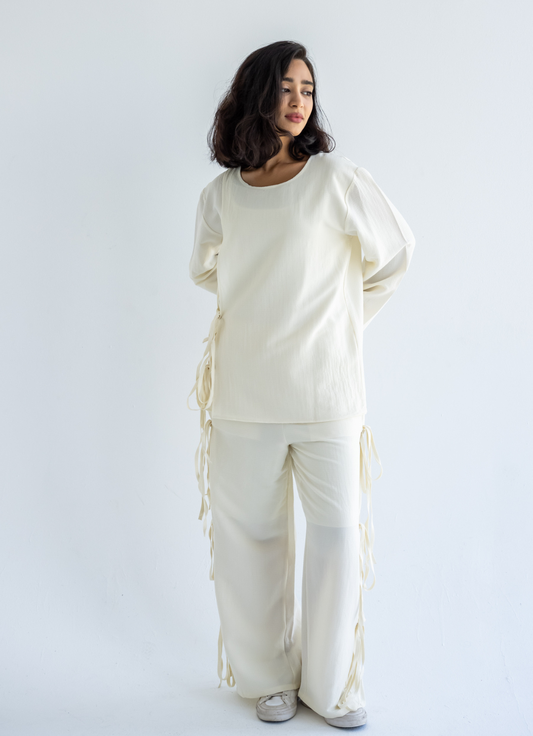 Off White Bow Tie Blouse