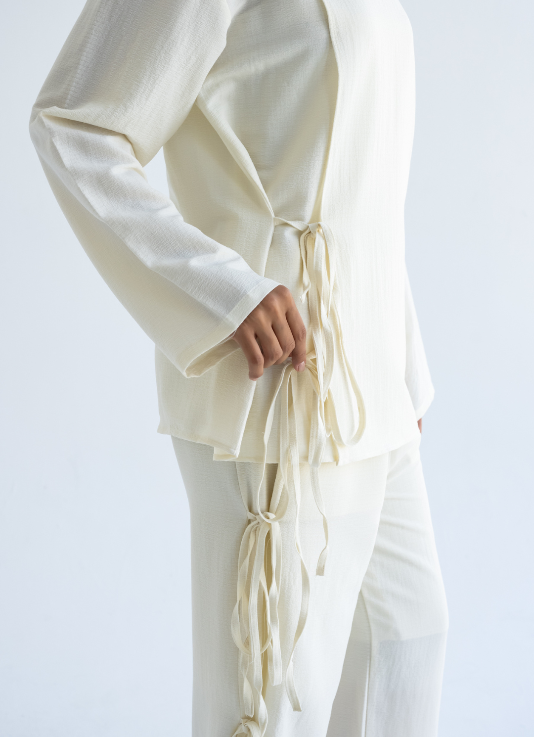 Off White Bow Tie Blouse