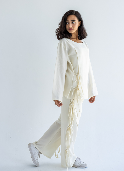 Off White Bow Tie Pants