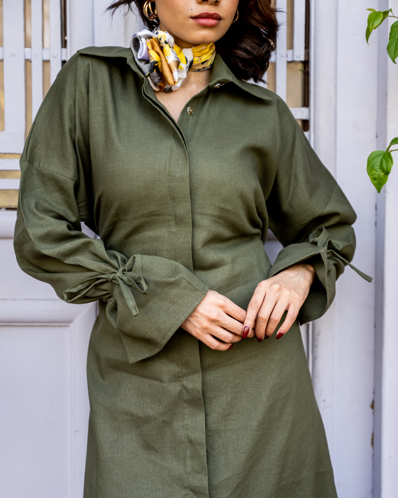 Olive Shirt Dress