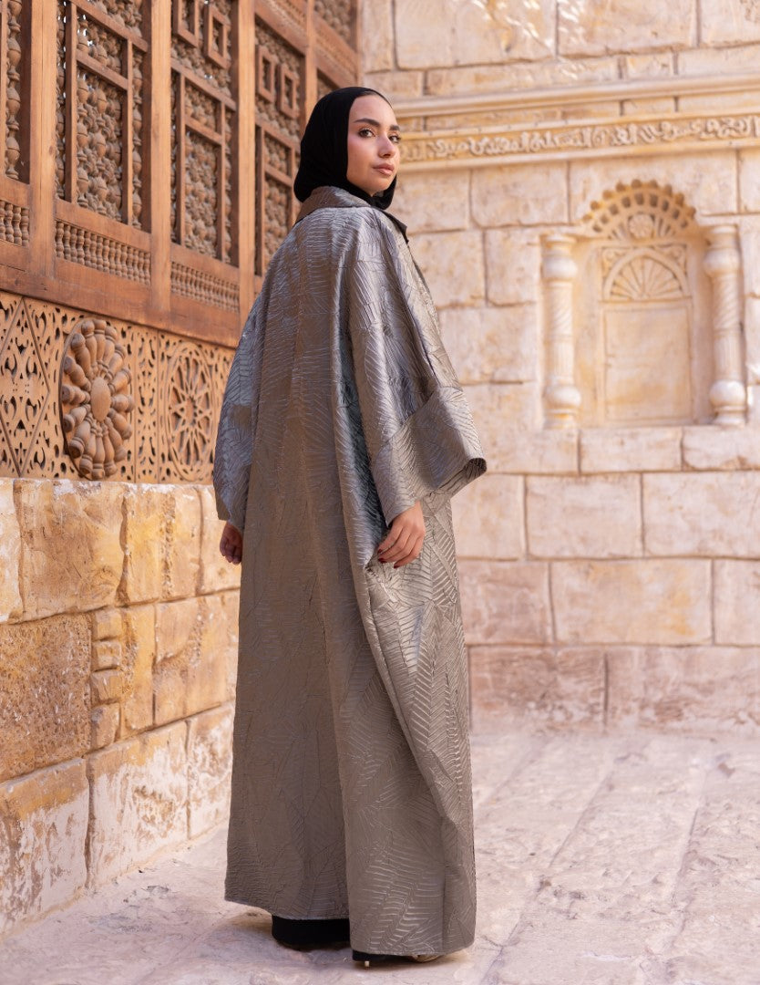 Nakhla Texture Cloak – Silver Taupe