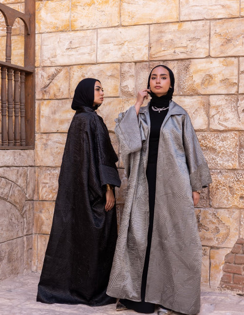 Nakhla Texture Cloak – Silver Taupe