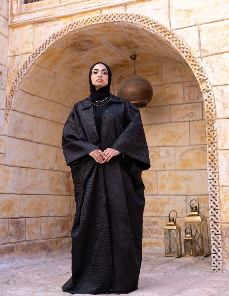 Nakhla Texture Cloak – Midnight Black