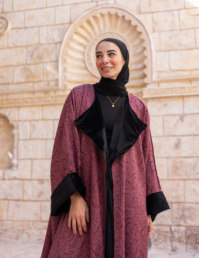 Layali Reversible Abaya – Black x Dust Rose
