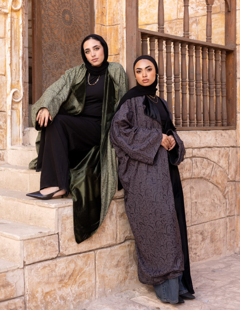 Layali Reversible Abaya – Charcoal Slate