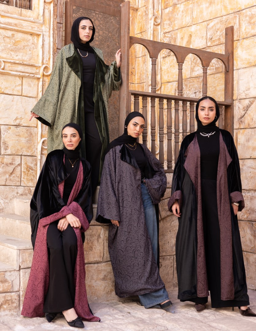 Layali Reversible Abaya – Charcoal Slate