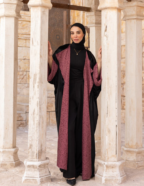 Layali Reversible Abaya – Black x Dust Rose