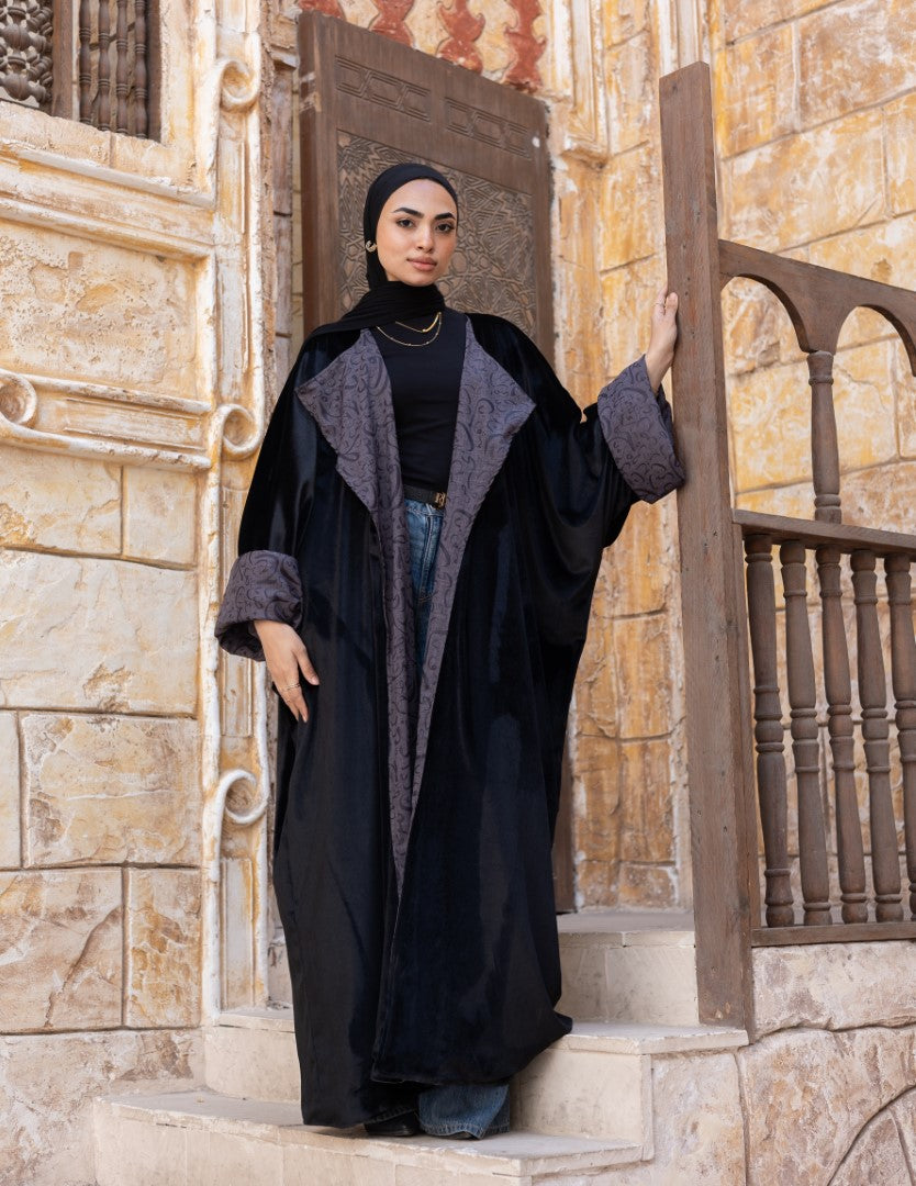 Layali Reversible Abaya – Charcoal Slate