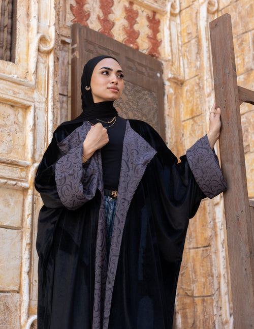 Layali Reversible Abaya – Charcoal Slate