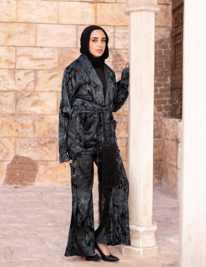 Sama Burnout Co-ord – Charcoal Slate