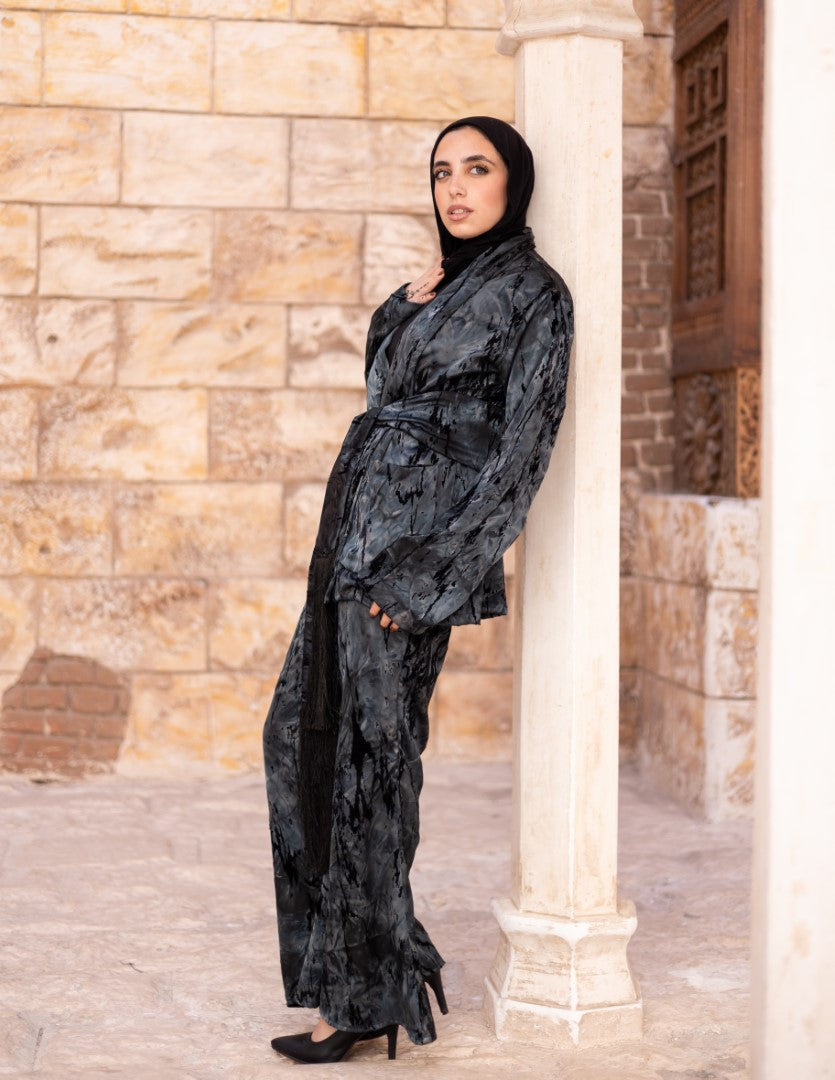 Sama Burnout Co-ord – Charcoal Slate