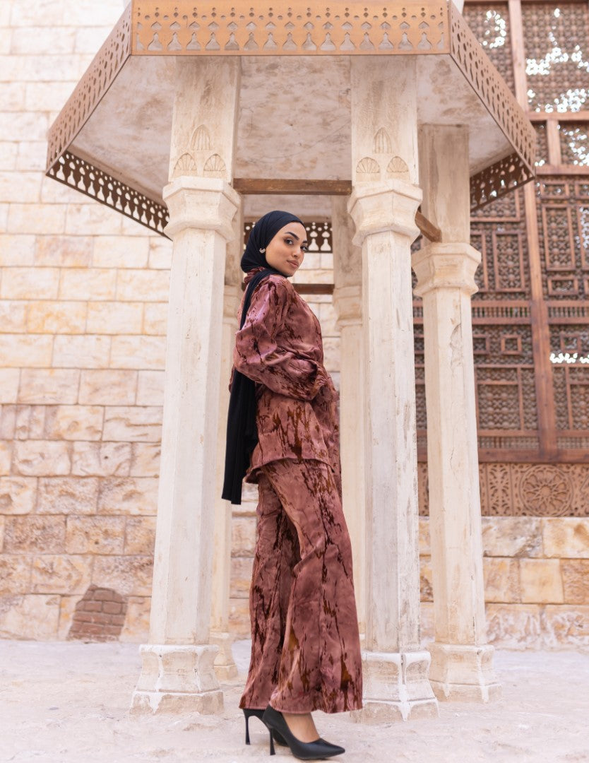 Sama Burnout Co-ord – Rose Rust