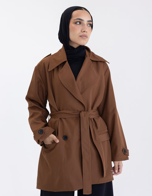Brown Cropped Trench Coat
