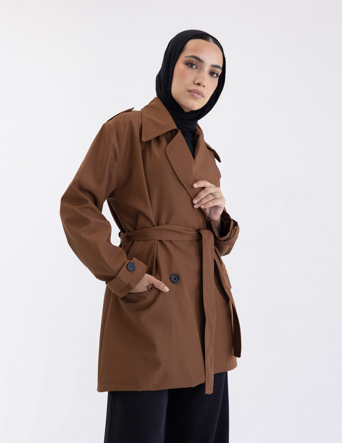 Brown Cropped Trench Coat