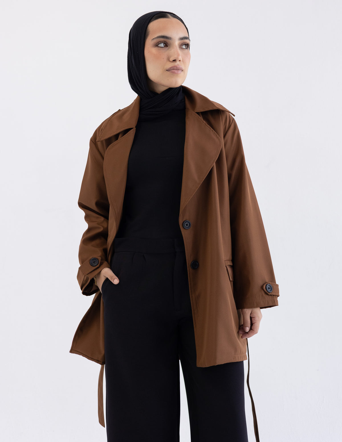 Brown Cropped Trench Coat