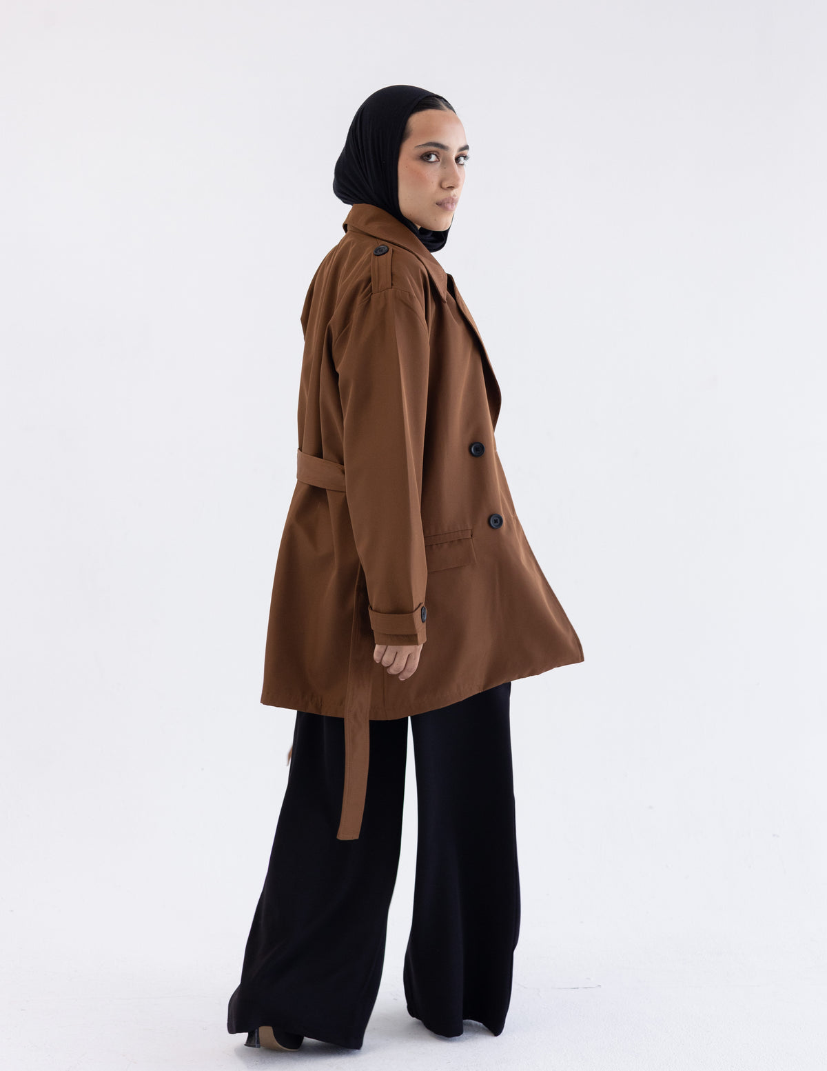 Brown Cropped Trench Coat