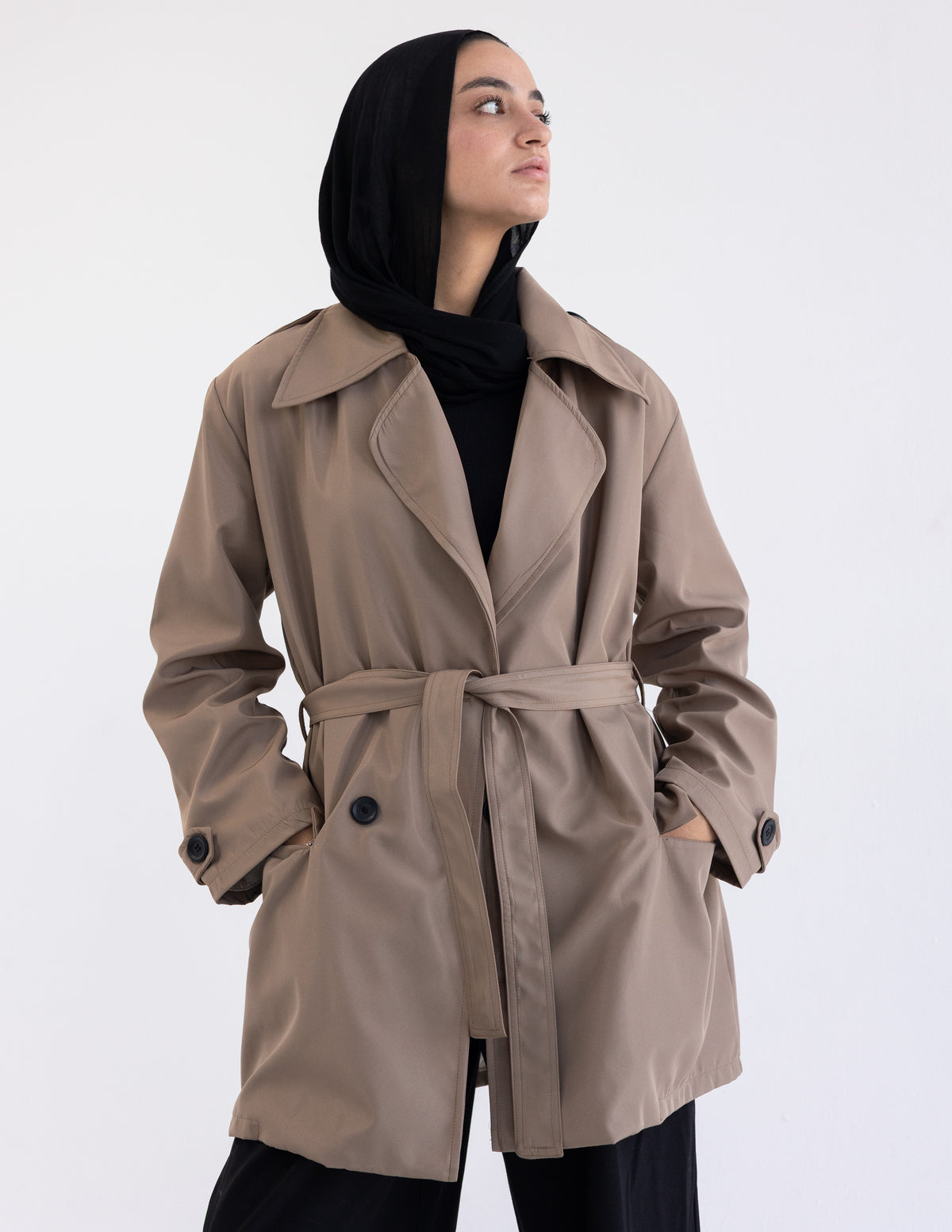 Beige Cropped Trench Coat