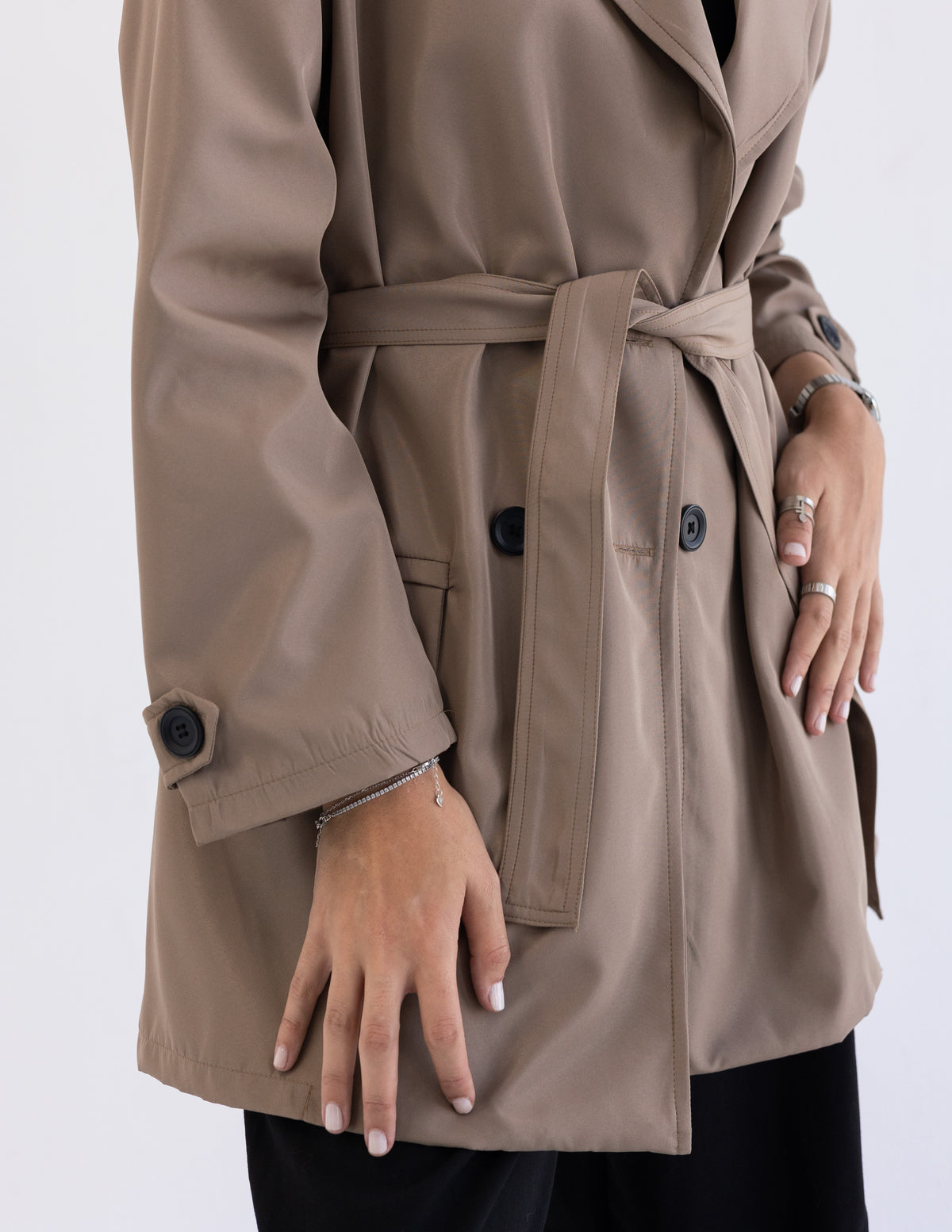 Beige Cropped Trench Coat