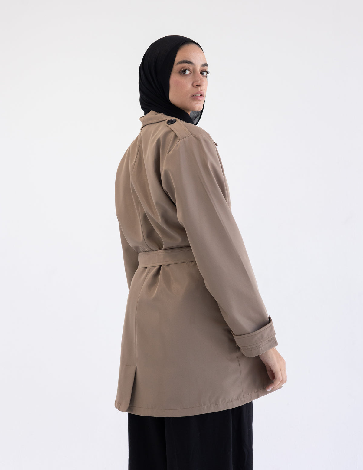 Beige Cropped Trench Coat