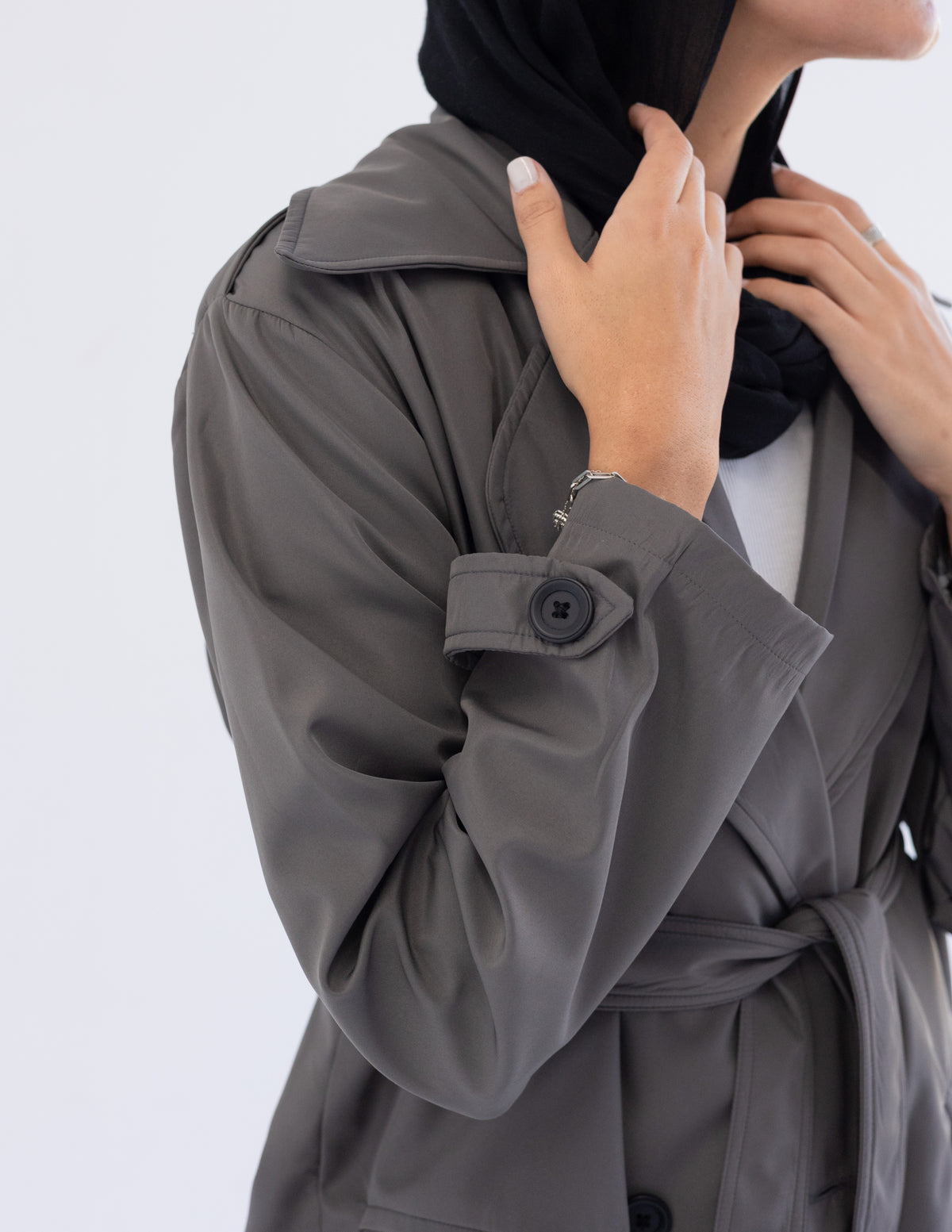 Grey Cropped Trench Coat