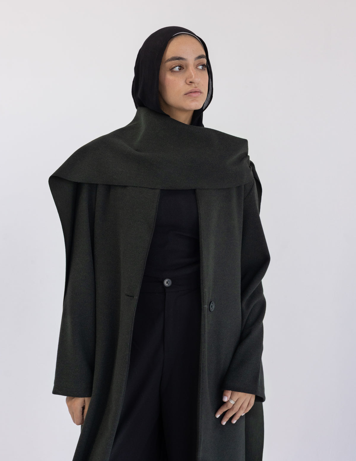 Dark Green Muffler Coat