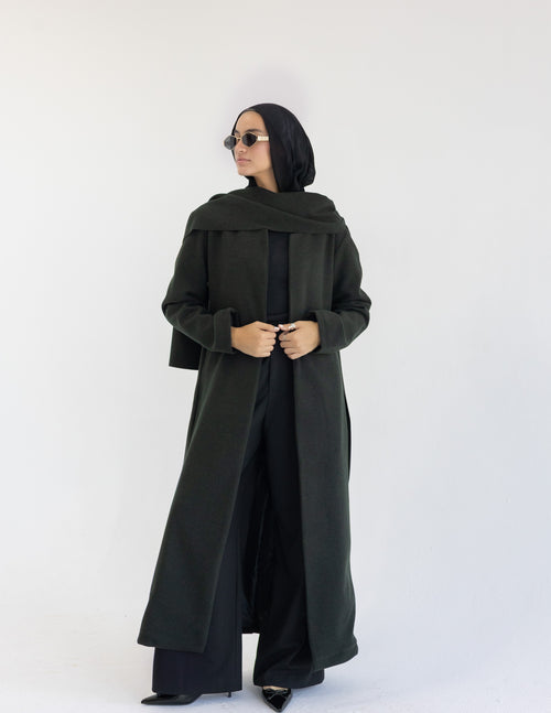 Dark Green Muffler Coat